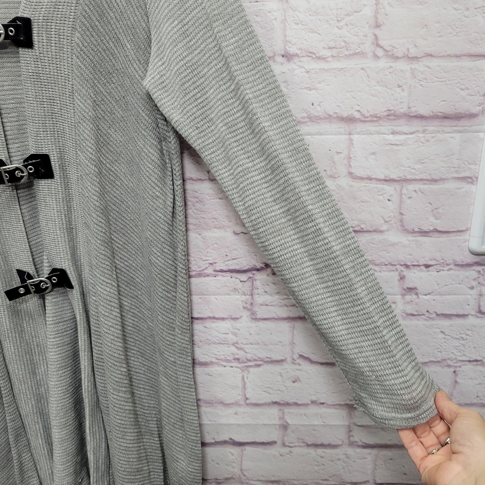 Simply Noelle Gray Knit Buckle Front Cardigan Womens L/XL Lagenlook Whimisgoth - Picture 4 of 8